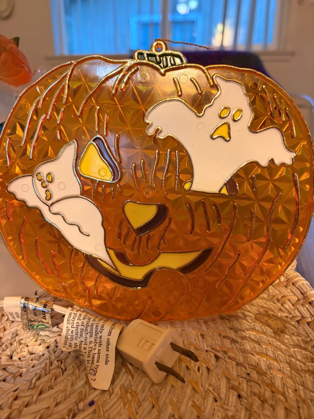 Halloween Decor with Pumpkin Treat Bowl and Light Up Ghost - Picture 9 of 11